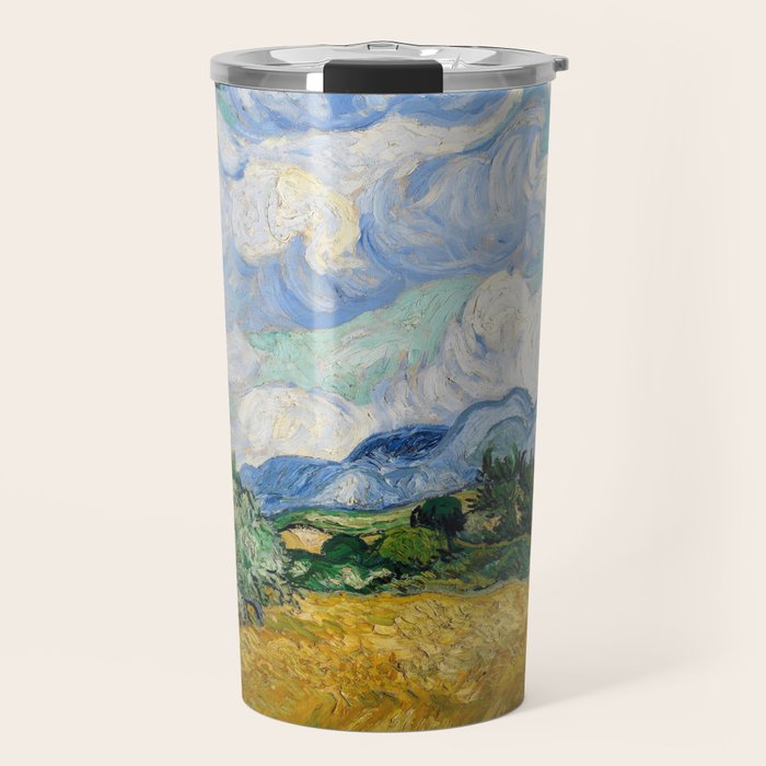 Wheat Field with Cypresses Travel Mug Gallery Image 1