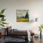 Wheat Field with Cypresses Wood Wall Art Gallery Image 2