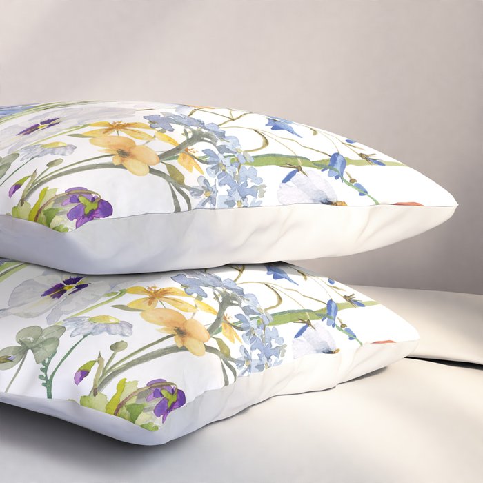 Scandinavian Colorful Midsummer Wildflowers Meadow  Pillow Sham Gallery Image 3