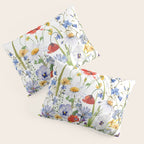 Scandinavian Colorful Midsummer Wildflowers Meadow  Pillow Sham Gallery Image 3
