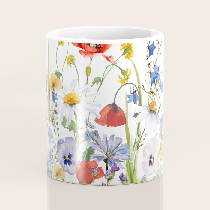 Scandinavian Colorful Midsummer Wildflowers Meadow  Coffee Mug Gallery Image 4