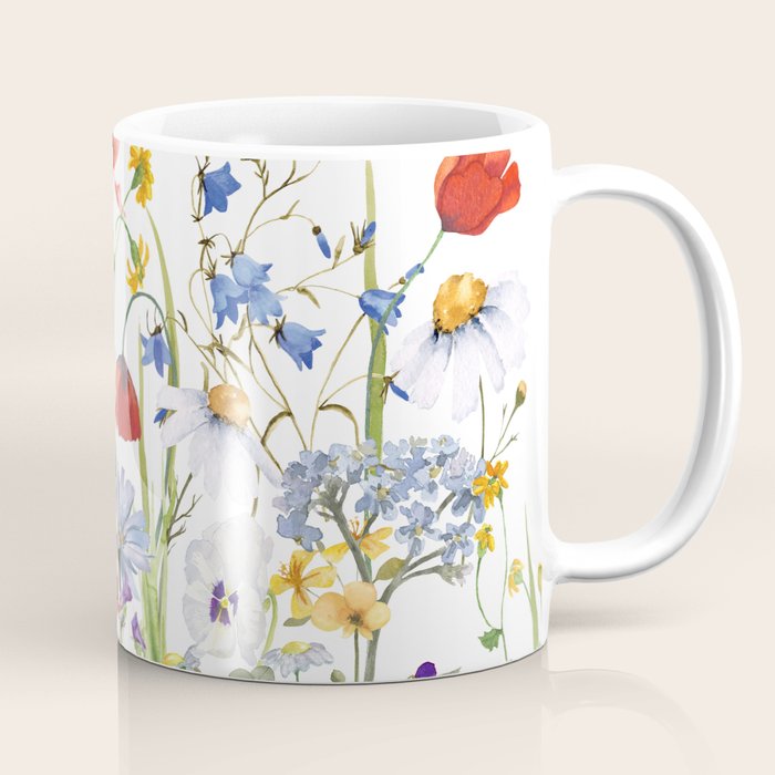 Scandinavian Colorful Midsummer Wildflowers Meadow  Coffee Mug Gallery Image 1