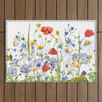 Scandinavian Colorful Midsummer Wildflowers Meadow  Outdoor Rug Gallery Image 1