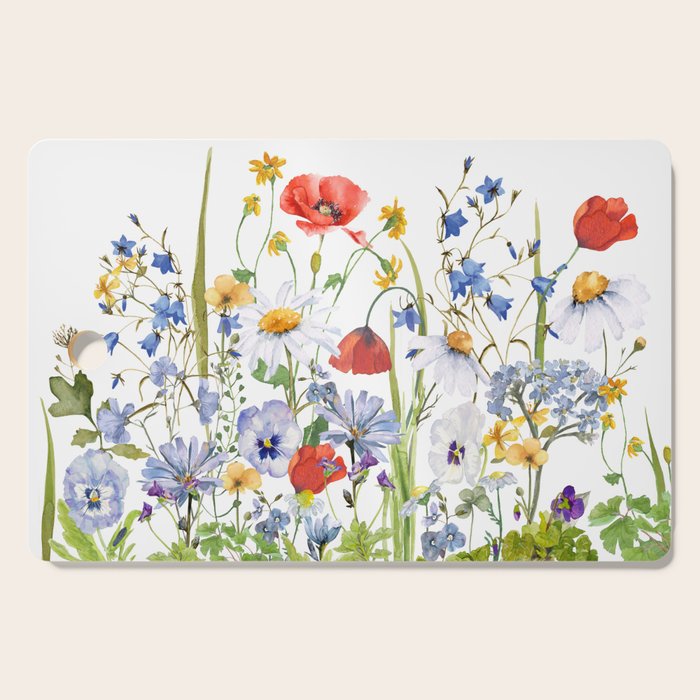 Scandinavian Colorful Midsummer Wildflowers Meadow  Cutting Board Gallery Image 1