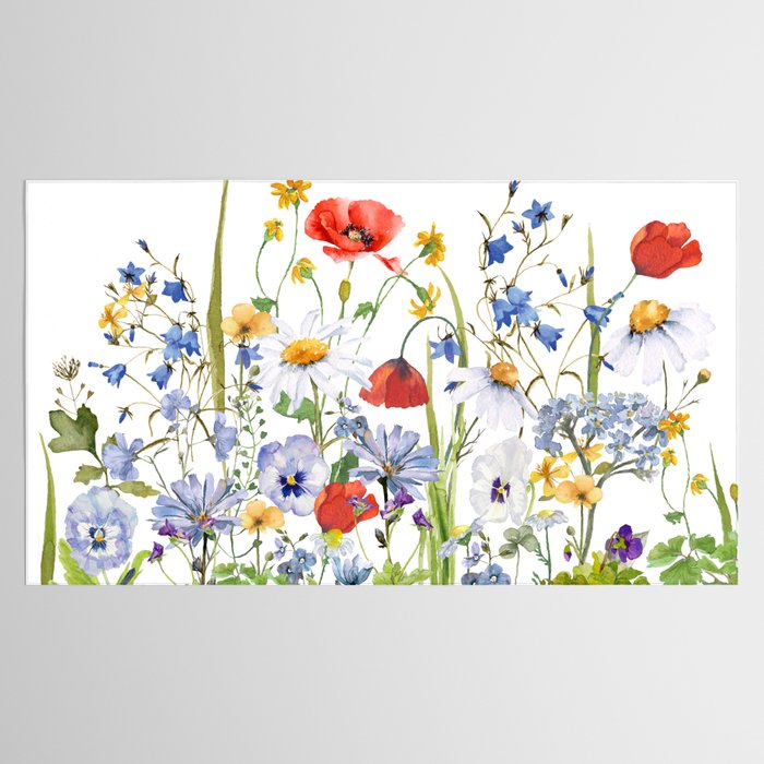 Scandinavian Colorful Midsummer Wildflowers Meadow  Tablecloth Gallery Image 2