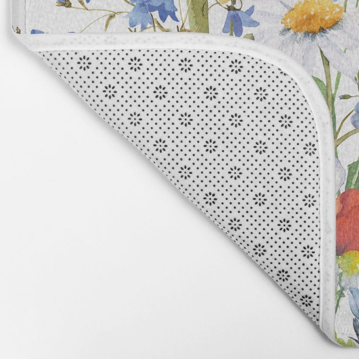 Scandinavian Colorful Midsummer Wildflowers Meadow  Bath Mat Gallery Image 2