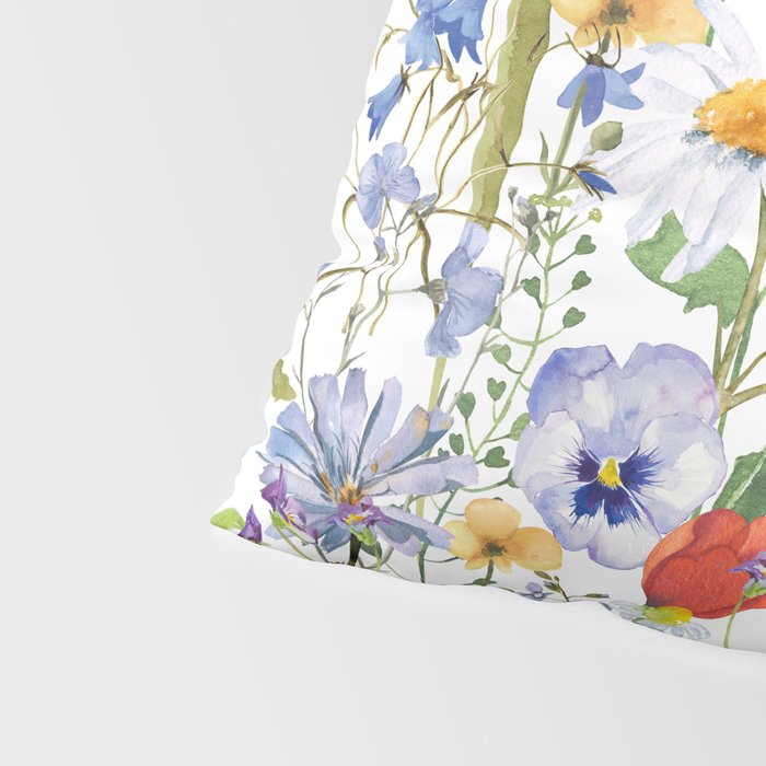 Scandinavian Colorful Midsummer Wildflowers Meadow  Pillow Sham Gallery Image 4