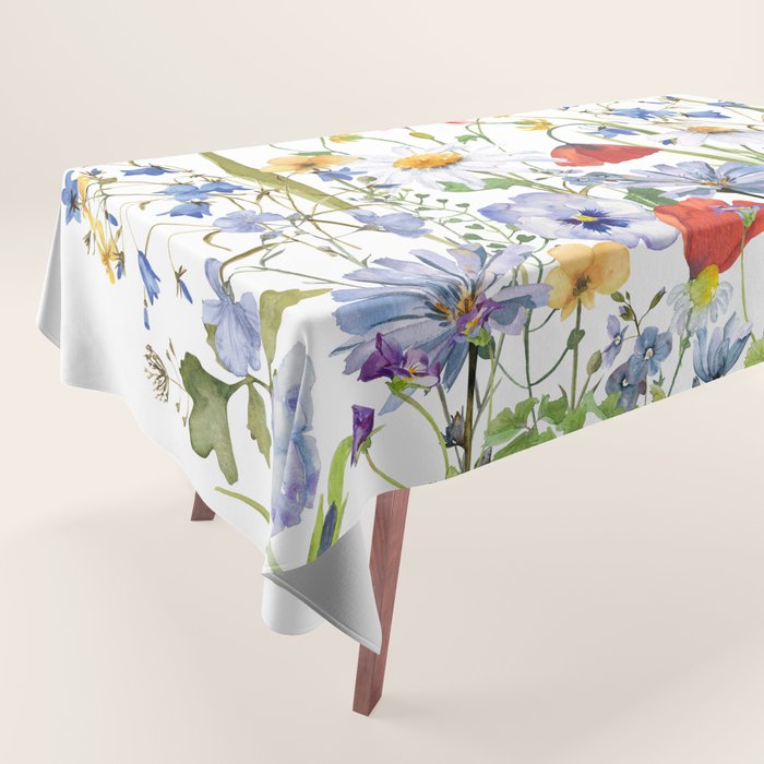 Scandinavian Colorful Midsummer Wildflowers Meadow  Tablecloth Gallery Image 1