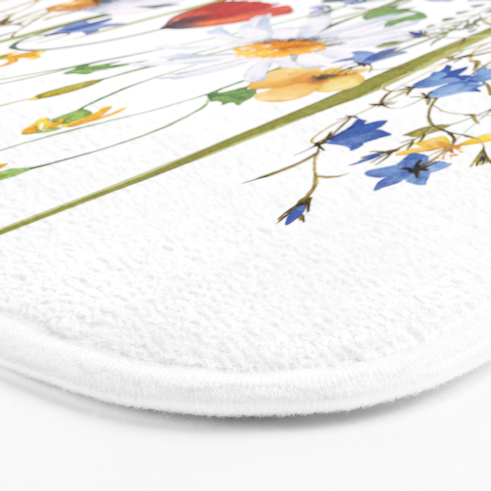 Scandinavian Colorful Midsummer Wildflowers Meadow  Bath Mat Gallery Image 3