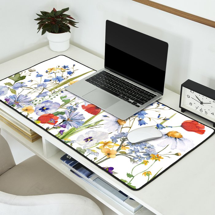 Scandinavian Colorful Midsummer Wildflowers Meadow  Desk Mat Gallery Image 2