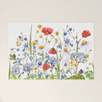 Scandinavian Colorful Midsummer Wildflowers Meadow  Welcome Mat Gallery Image 1