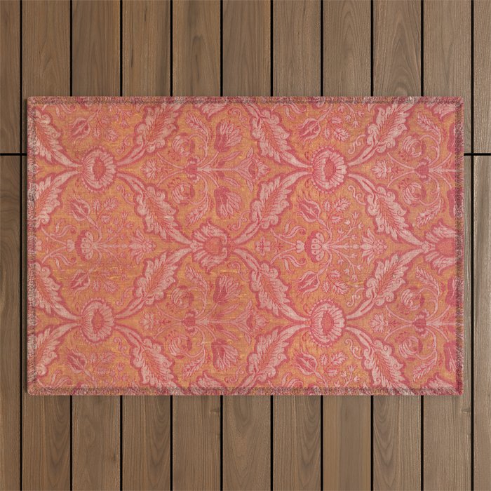 Vintage Pink Floral Outdoor Rug Gallery Image 1