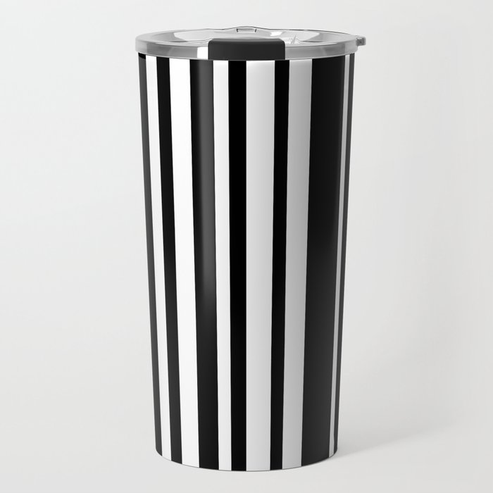 Classic Stripes XLI - Black and White Travel Mug Gallery Image 1