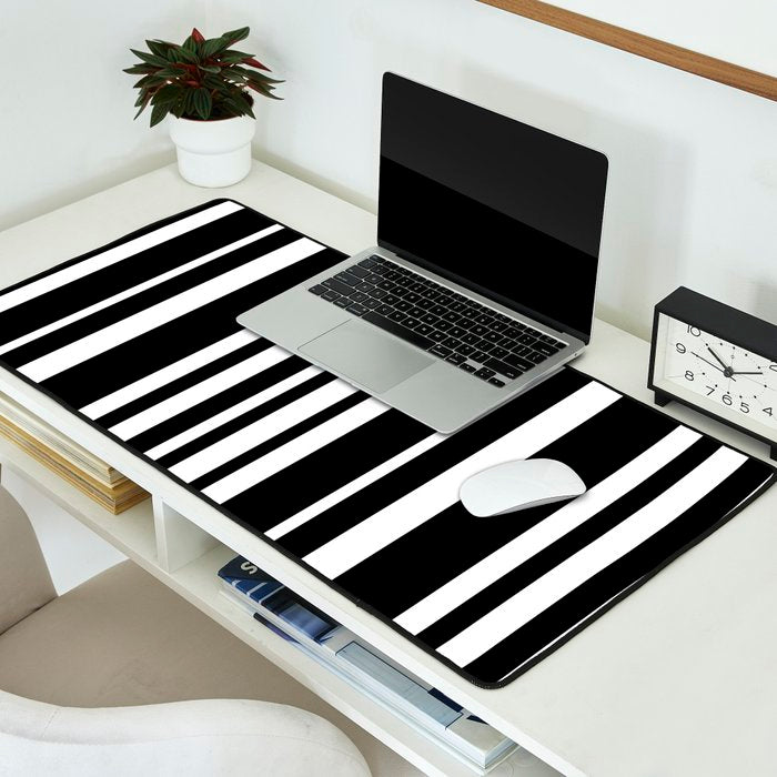 Classic Stripes XLI - Black and White Desk Mat Gallery Image 2