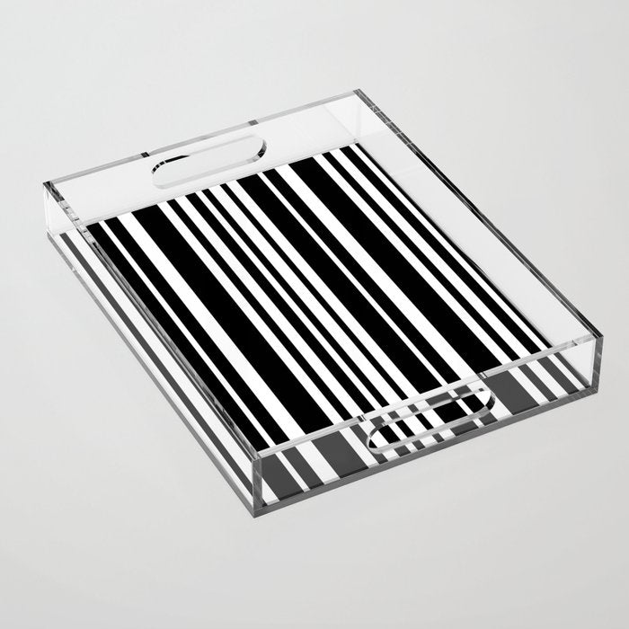 Classic Stripes XLI - Black and White Acrylic Tray Gallery Image 1