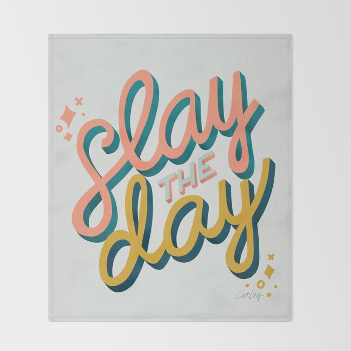 Slay the Day - Marigold & Blush Throw Blanket Gallery Image 2