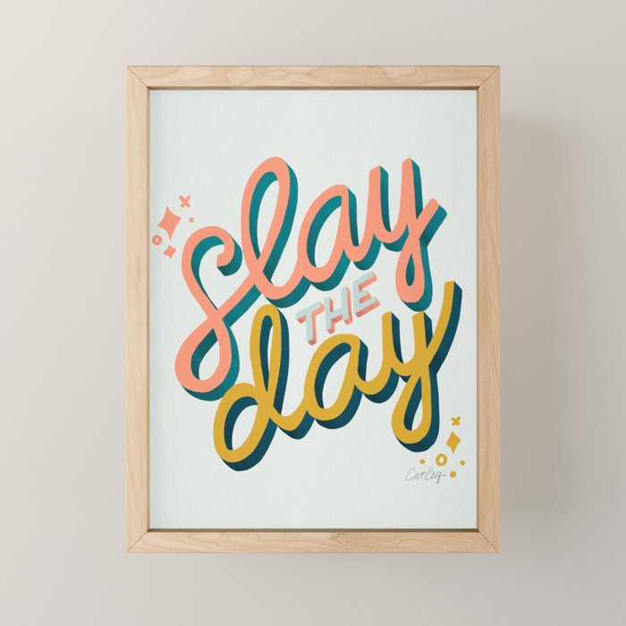 Slay the Day - Marigold & Blush Mini Art Print Gallery Image 1