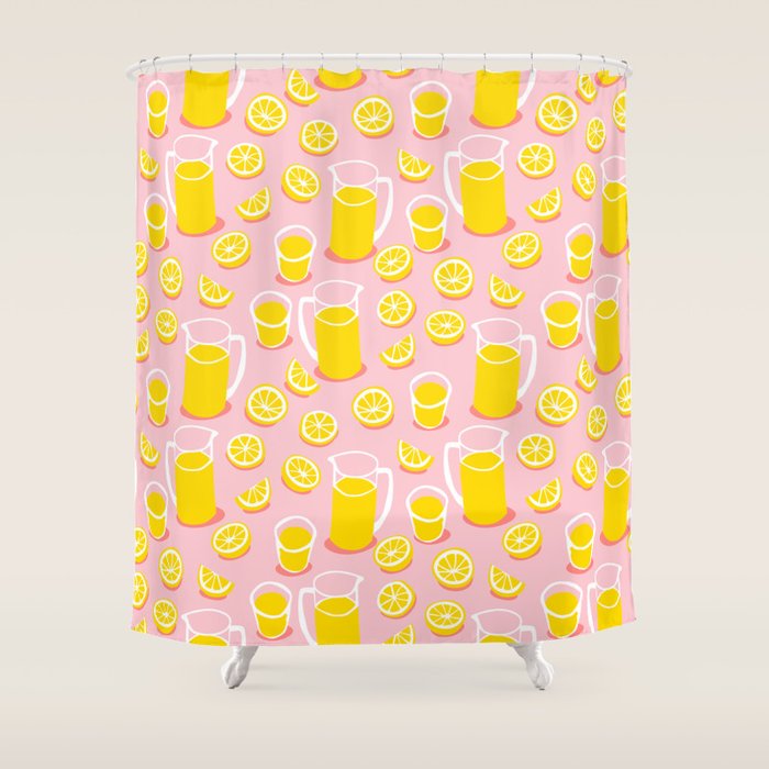 Fresh lemonade fruit drink cartoon pattern Shower Curtain Gallery Image 1