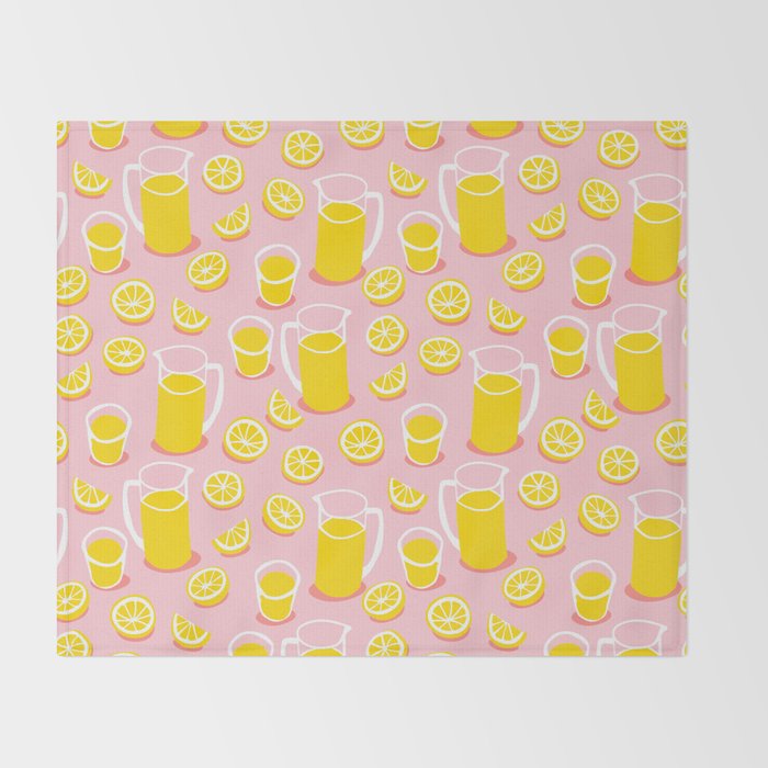 Fresh lemonade fruit drink cartoon pattern Throw Blanket Gallery Image 2