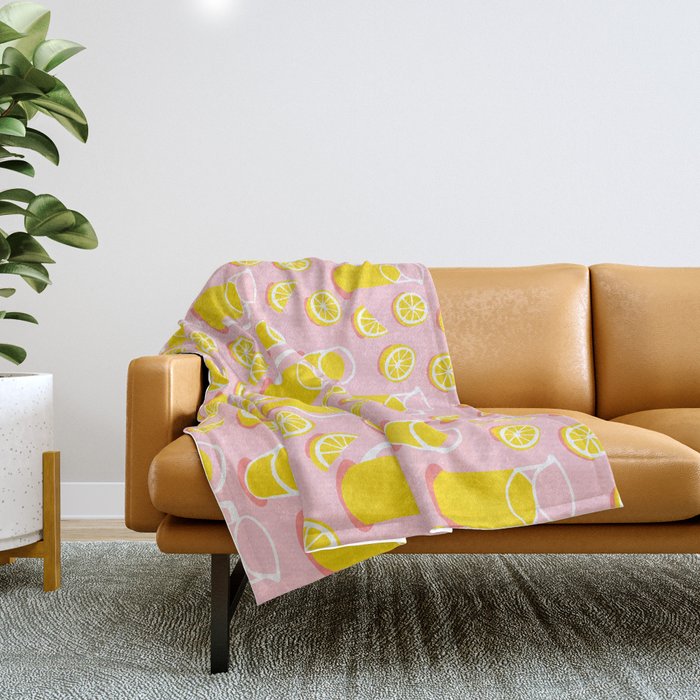 Fresh lemonade fruit drink cartoon pattern Throw Blanket Gallery Image 1