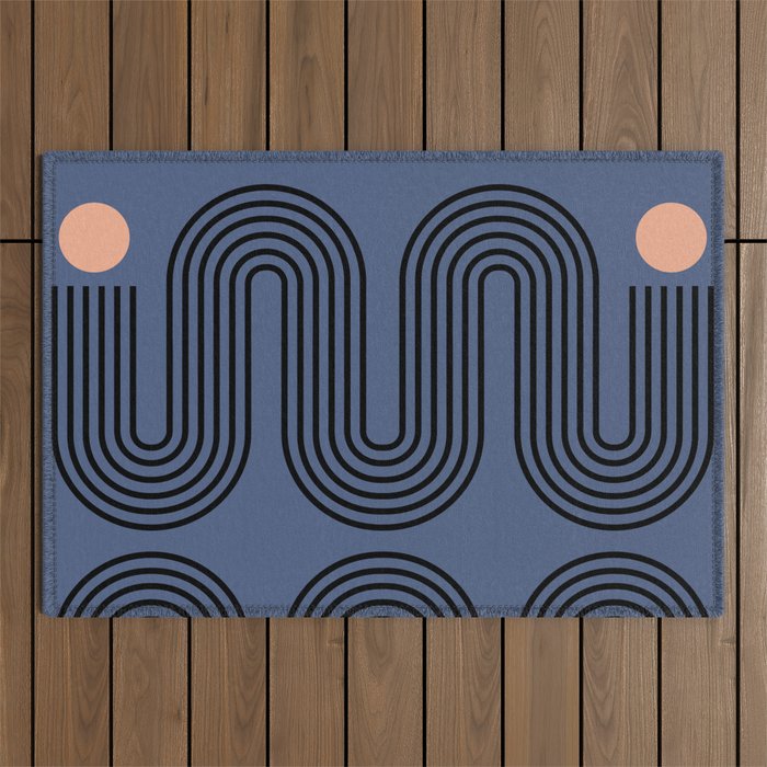 Abstraction_NEW_SUN_BLUE_LINE_POP_ART_Minimalism_0222A Outdoor Rug Gallery Image 1