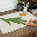 Abstract Painting Botanic 1 - Gold Green Outdoor Rug Gallery Image 2