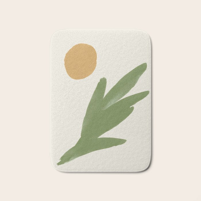 Abstract Painting Botanic 1 - Gold Green Bath Mat Gallery Image 1
