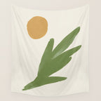 Abstract Painting Botanic 1 - Gold Green Wall Tapestry Gallery Image 4