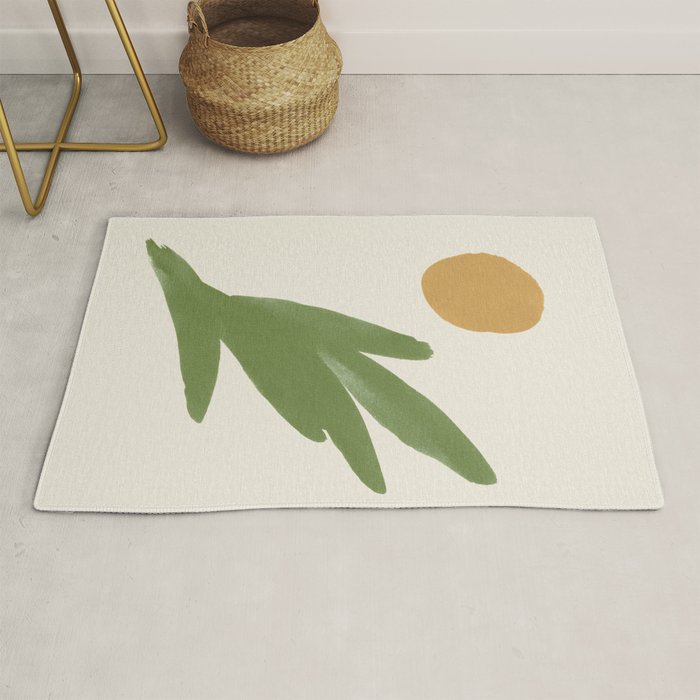 Abstract Painting Botanic 1 - Gold Green Rug Gallery Image 1