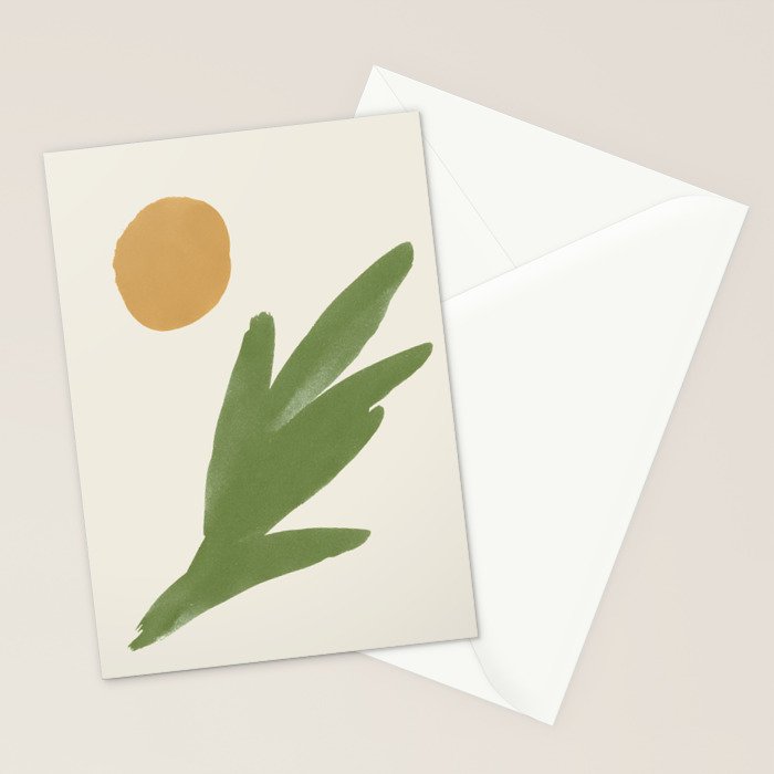 Abstract Painting Botanic 1 - Gold Green Stationery Card Gallery Image 2