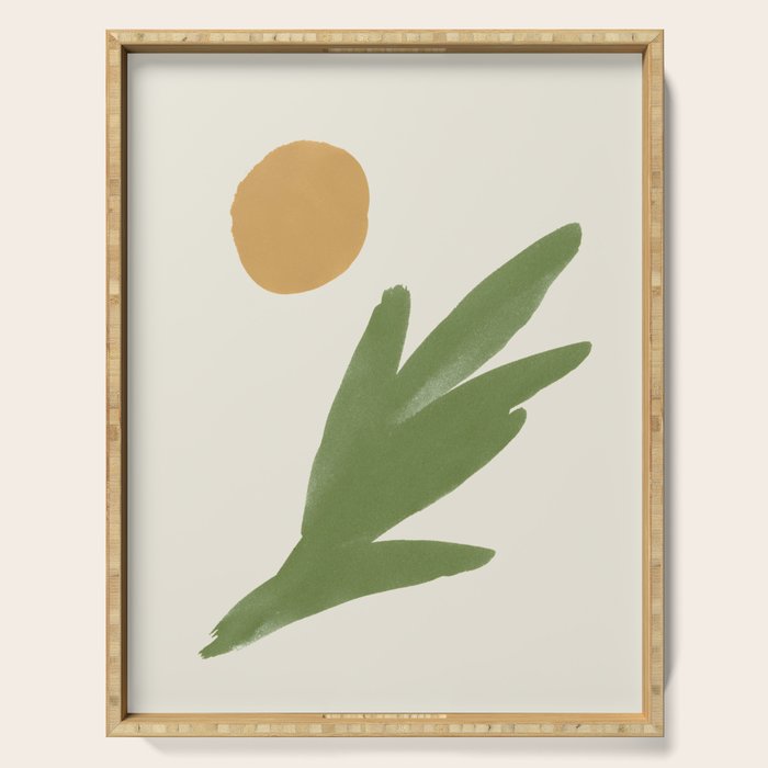 Abstract Painting Botanic 1 - Gold Green Serving Tray Gallery Image 1