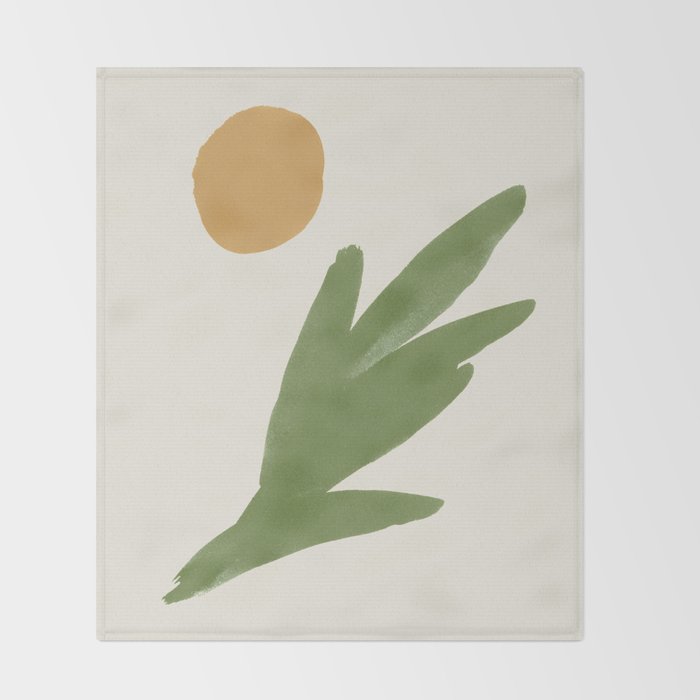 Abstract Painting Botanic 1 - Gold Green Throw Blanket Gallery Image 2