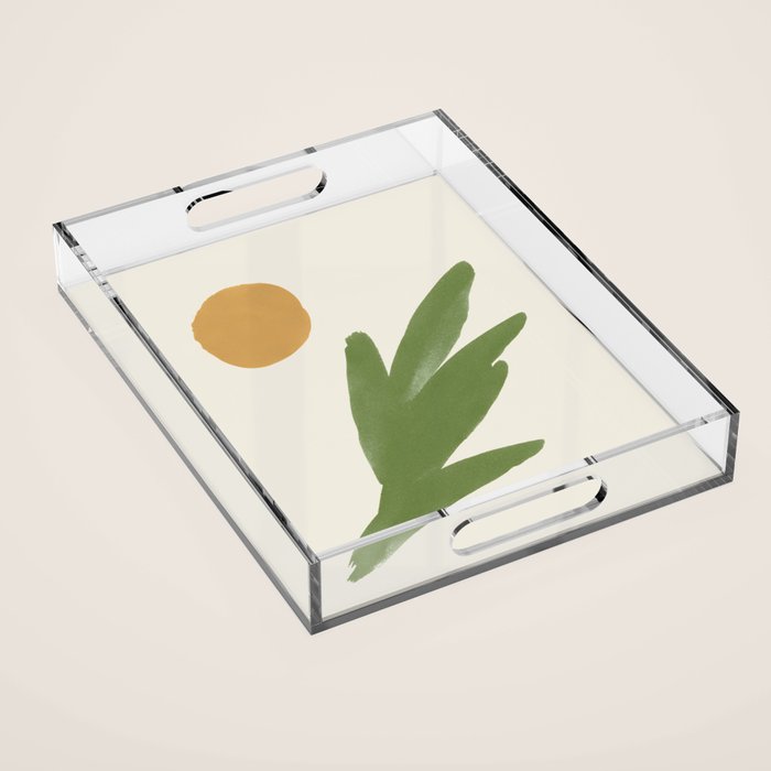 Abstract Painting Botanic 1 - Gold Green Acrylic Tray Gallery Image 1