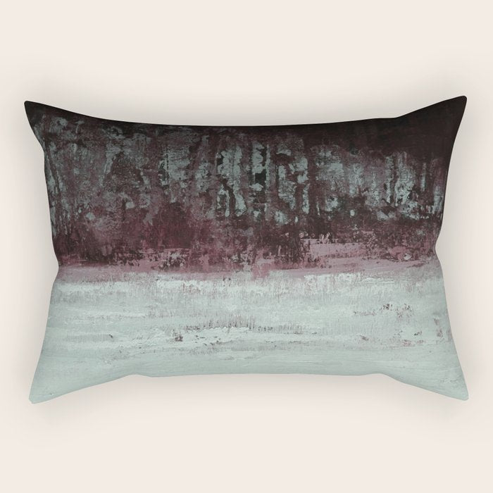 Abstract Textured Landscape in Burgundy  Pale Mint Rectangular Pillow Gallery Image 2