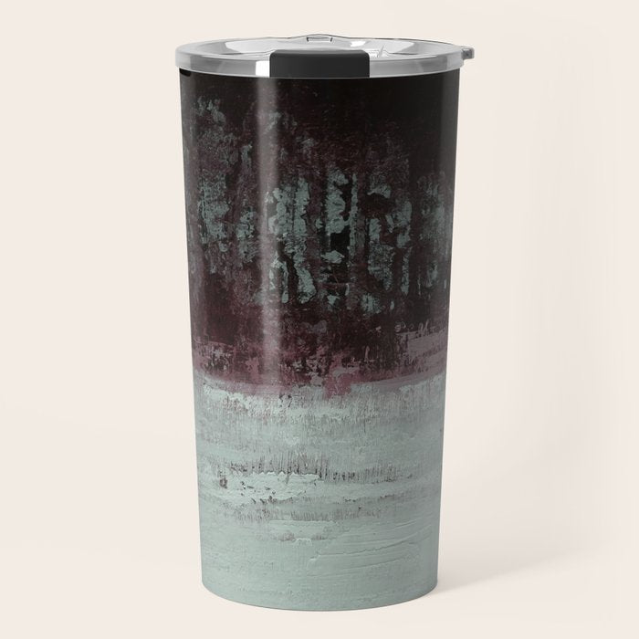 Abstract Textured Landscape in Burgundy  Pale Mint Travel Mug Gallery Image 1