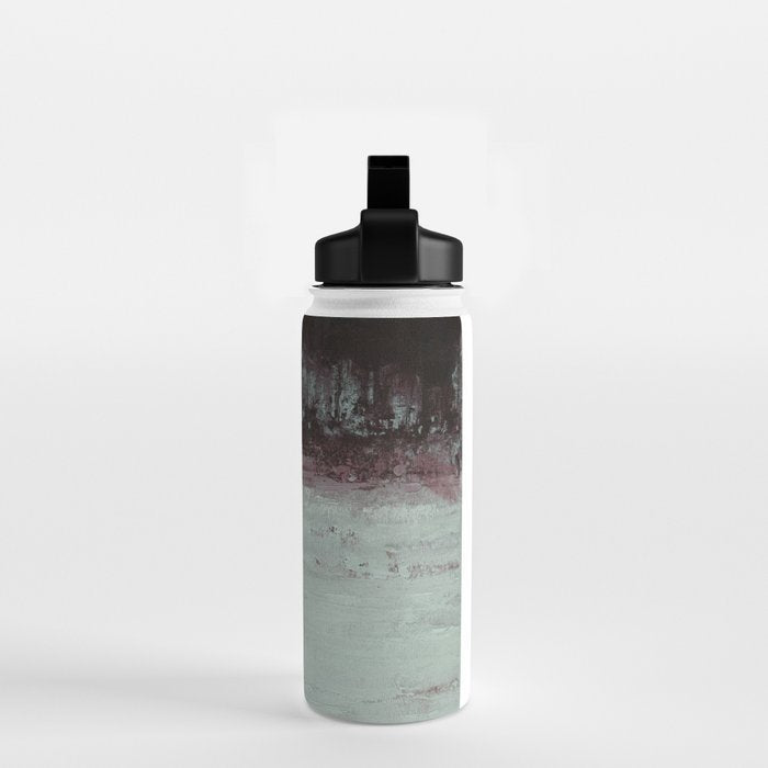 Abstract Textured Landscape in Burgundy  Pale Mint Water Bottle Gallery Image 2