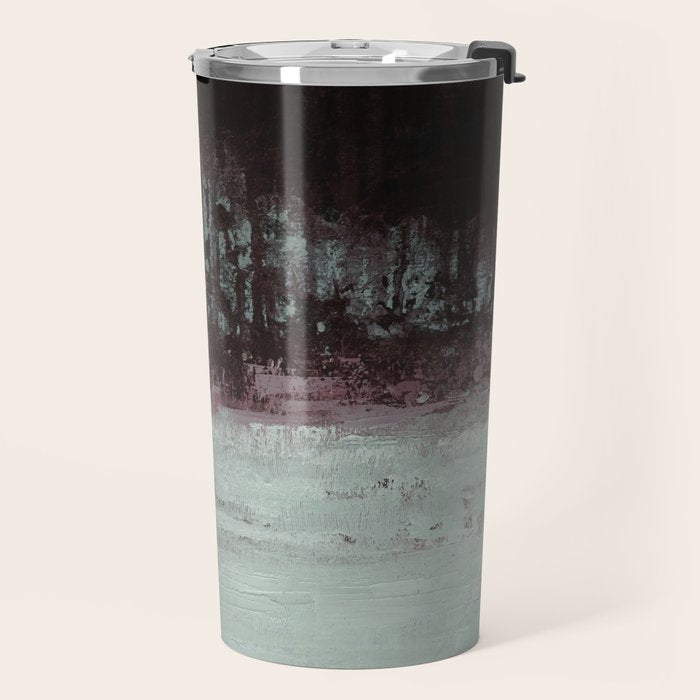 Abstract Textured Landscape in Burgundy  Pale Mint Travel Mug Gallery Image 2