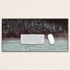 Abstract Textured Landscape in Burgundy  Pale Mint Desk Mat Gallery Image 1