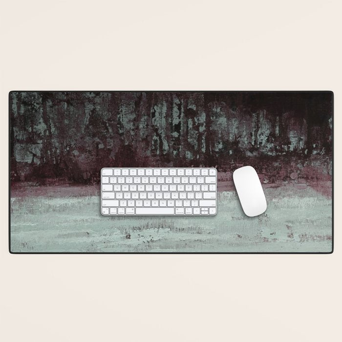 Abstract Textured Landscape in Burgundy  Pale Mint Desk Mat Gallery Image 1