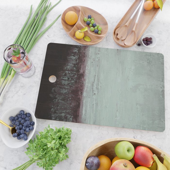 Abstract Textured Landscape in Burgundy  Pale Mint Cutting Board Gallery Image 2
