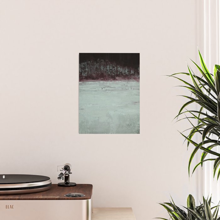 Abstract Textured Landscape in Burgundy  Pale Mint Poster Gallery Image 2