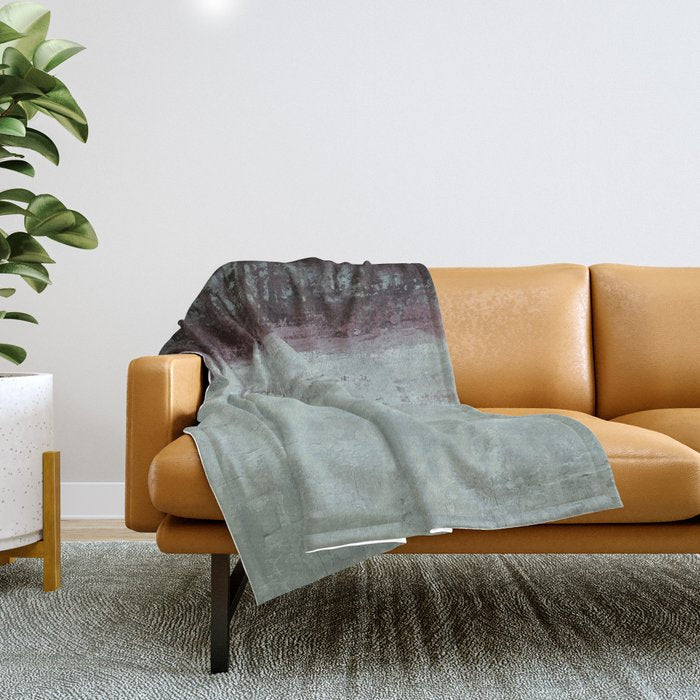 Abstract Textured Landscape in Burgundy  Pale Mint Throw Blanket Gallery Image 1
