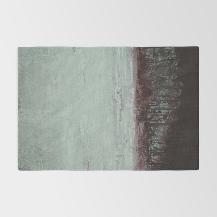 Abstract Textured Landscape in Burgundy  Pale Mint Rug Gallery Image 2