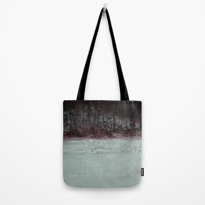 Abstract Textured Landscape in Burgundy  Pale Mint Tote Bag Gallery Image 2