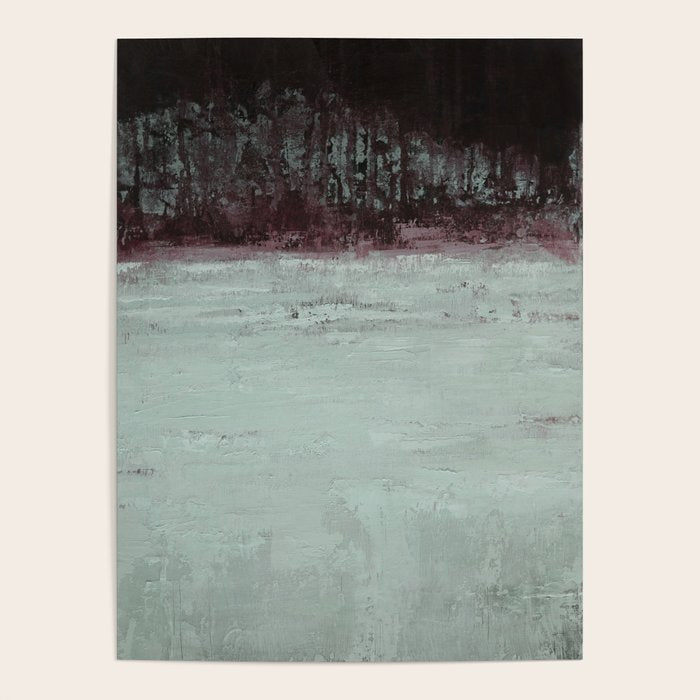 Abstract Textured Landscape in Burgundy  Pale Mint Poster Gallery Image 4