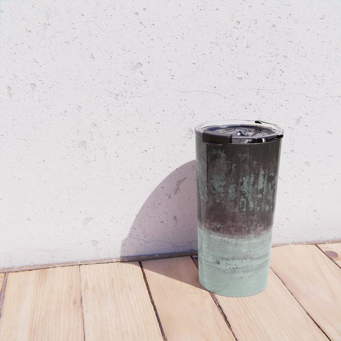 Abstract Textured Landscape in Burgundy  Pale Mint Travel Mug Gallery Image 4