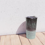 Abstract Textured Landscape in Burgundy  Pale Mint Travel Mug Gallery Image 4