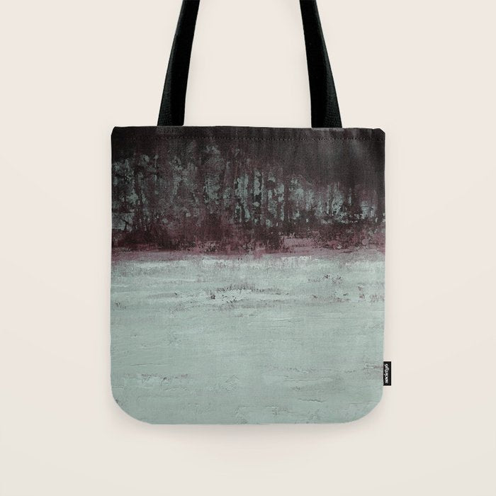 Abstract Textured Landscape in Burgundy  Pale Mint Tote Bag Gallery Image 1