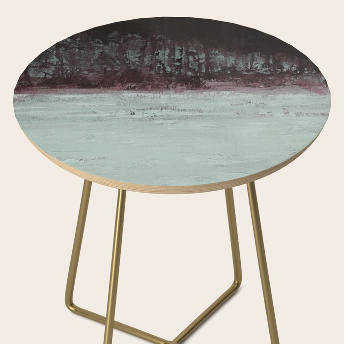 Abstract Textured Landscape in Burgundy  Pale Mint Side Table Gallery Image 2