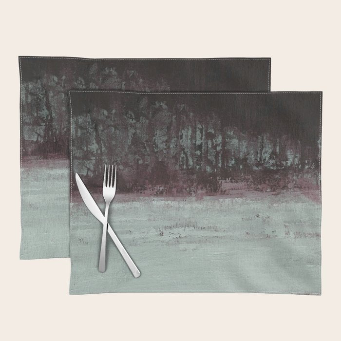 Abstract Textured Landscape in Burgundy  Pale Mint Placemat Gallery Image 1